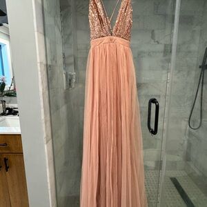 Sequin V-Neck Evening Gown